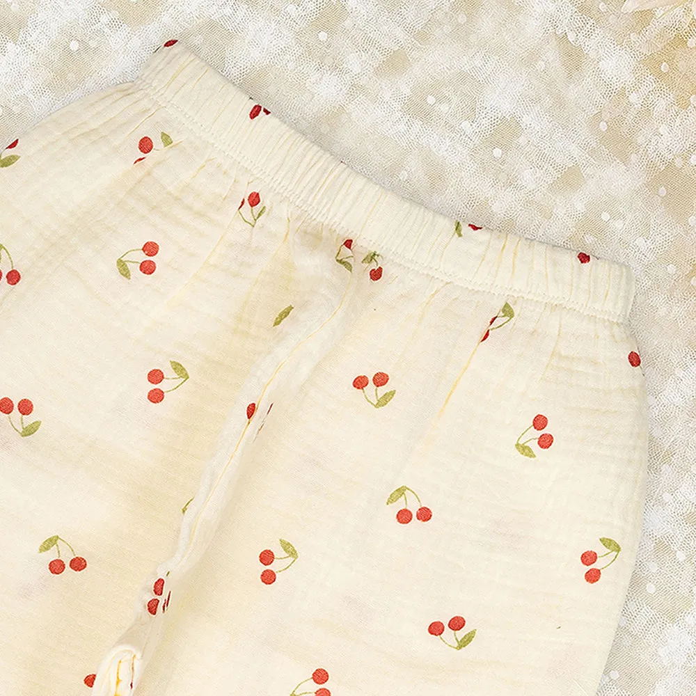 Little Surprise Box Cherry Print Soft Mulsin Organic Cotton Kids Nightsuit