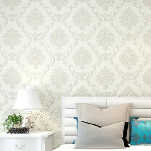 Luxury Floral Wallpaper-Creamy White (5.3 ㎡)