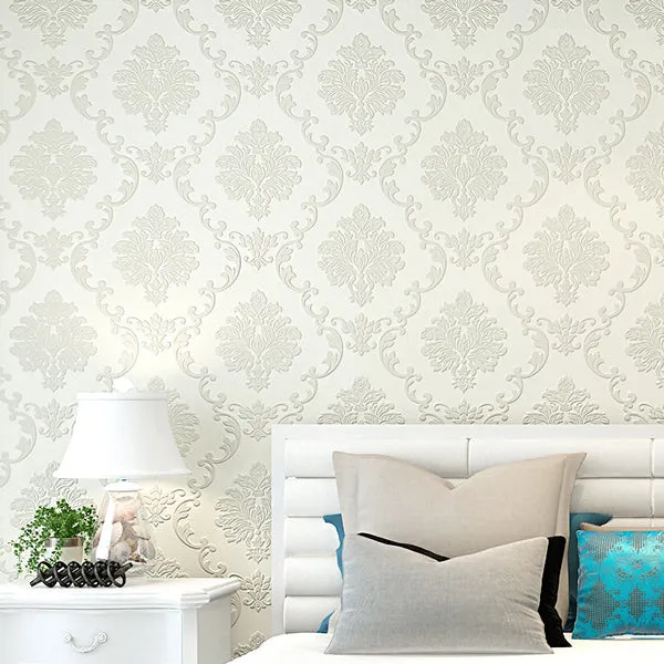 Luxury Floral Wallpaper-Creamy White (5.3 ㎡)