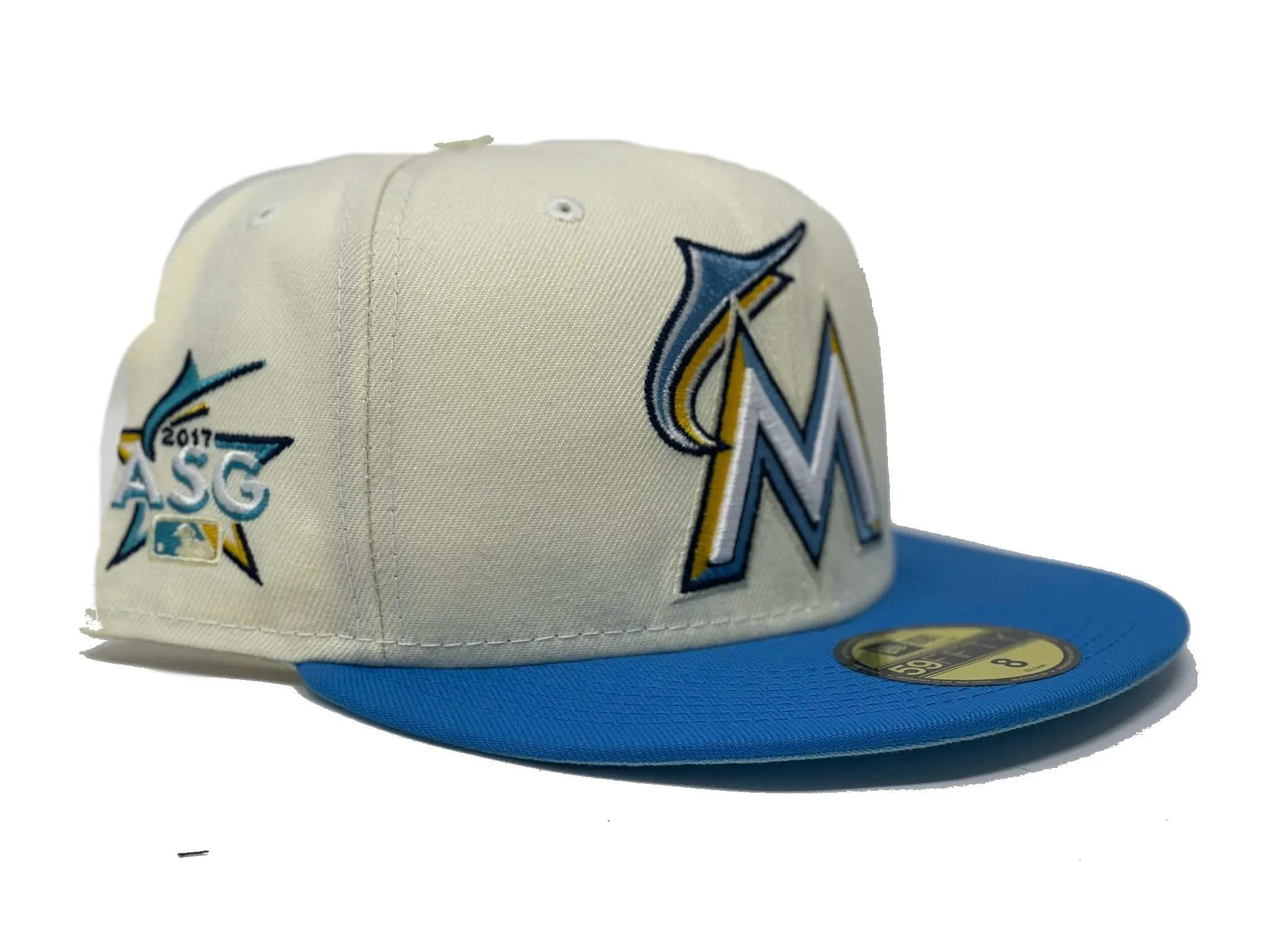 MIAMI MARLINS 2017 ALL STAR GAME BRIGHT BLUE BRIM NEW ERA FITTED HAT