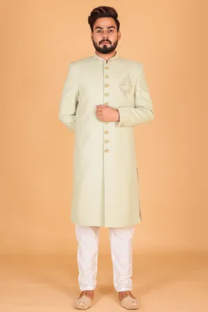 Mint Green Sherwani Suit.