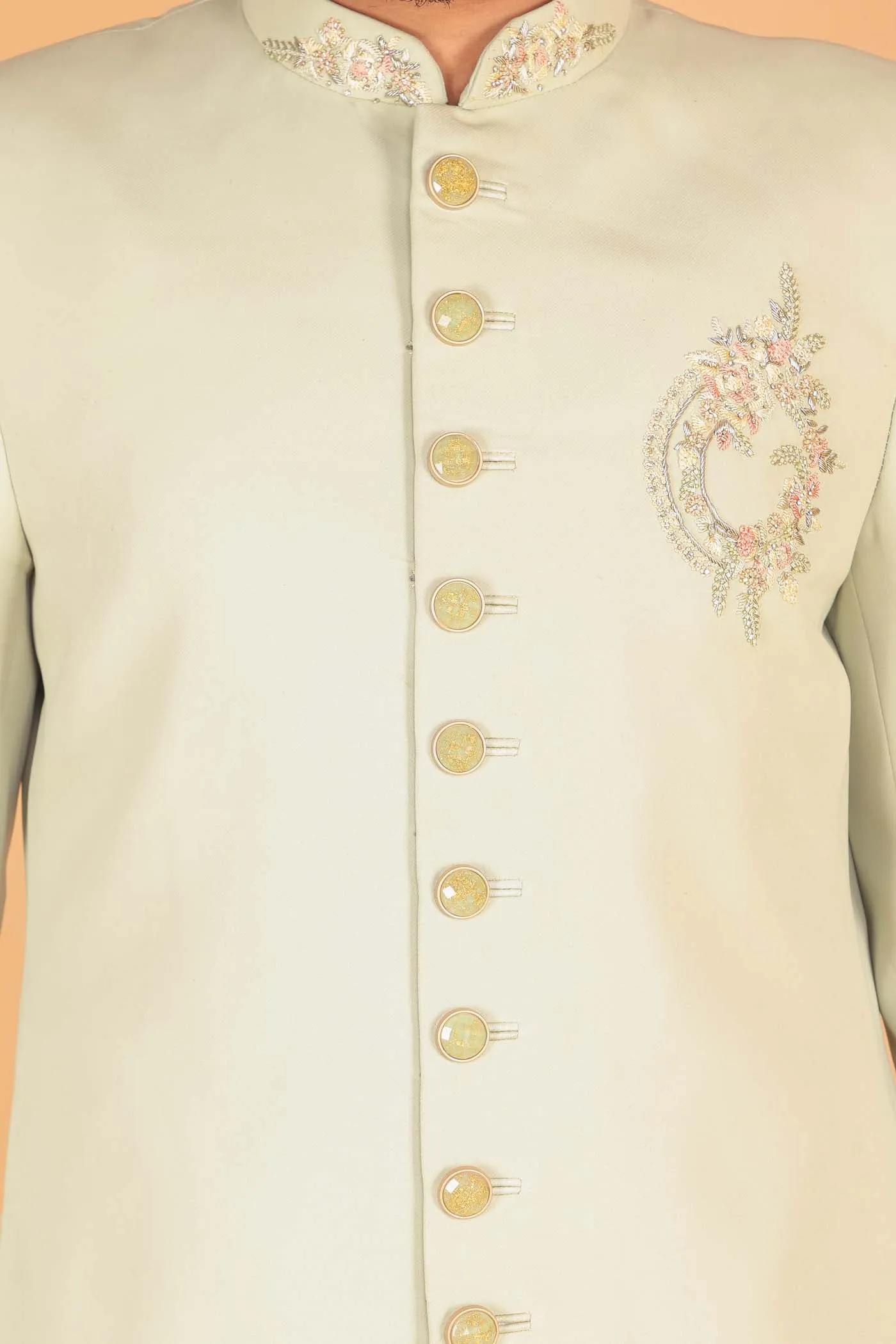 Mint Green Sherwani Suit.