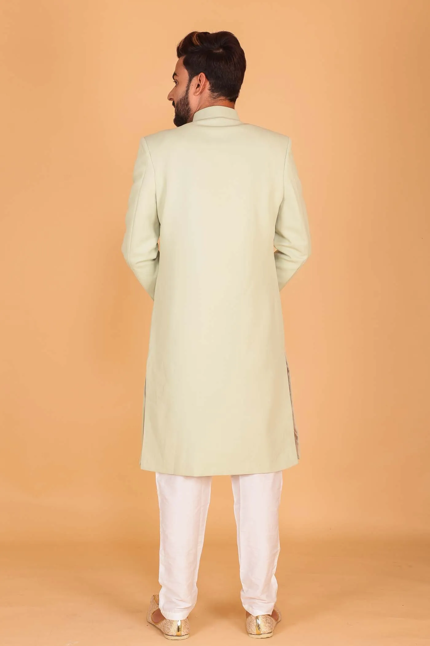 Mint Green Sherwani Suit.