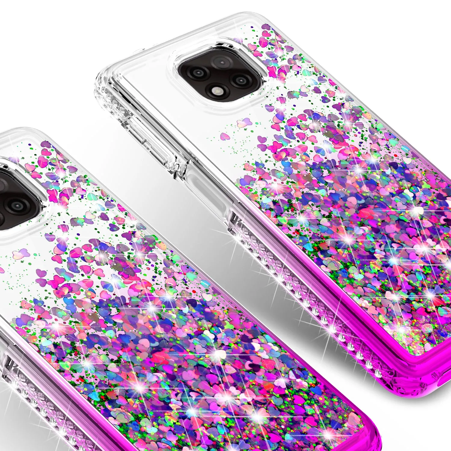 Motorola moto g power 2021 Case Liquid Glitter Phone Case Waterfall Floating Quicksand Bling Sparkle Cute Protective Girls Women Cover for Motorola moto g power 2021 W/Temper Glass - Purple