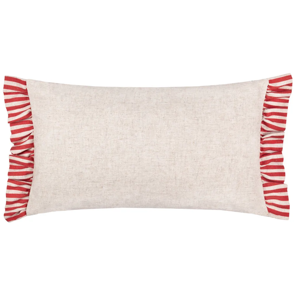 Okara Leopards Printed Ruffle Cushion Linen/Red