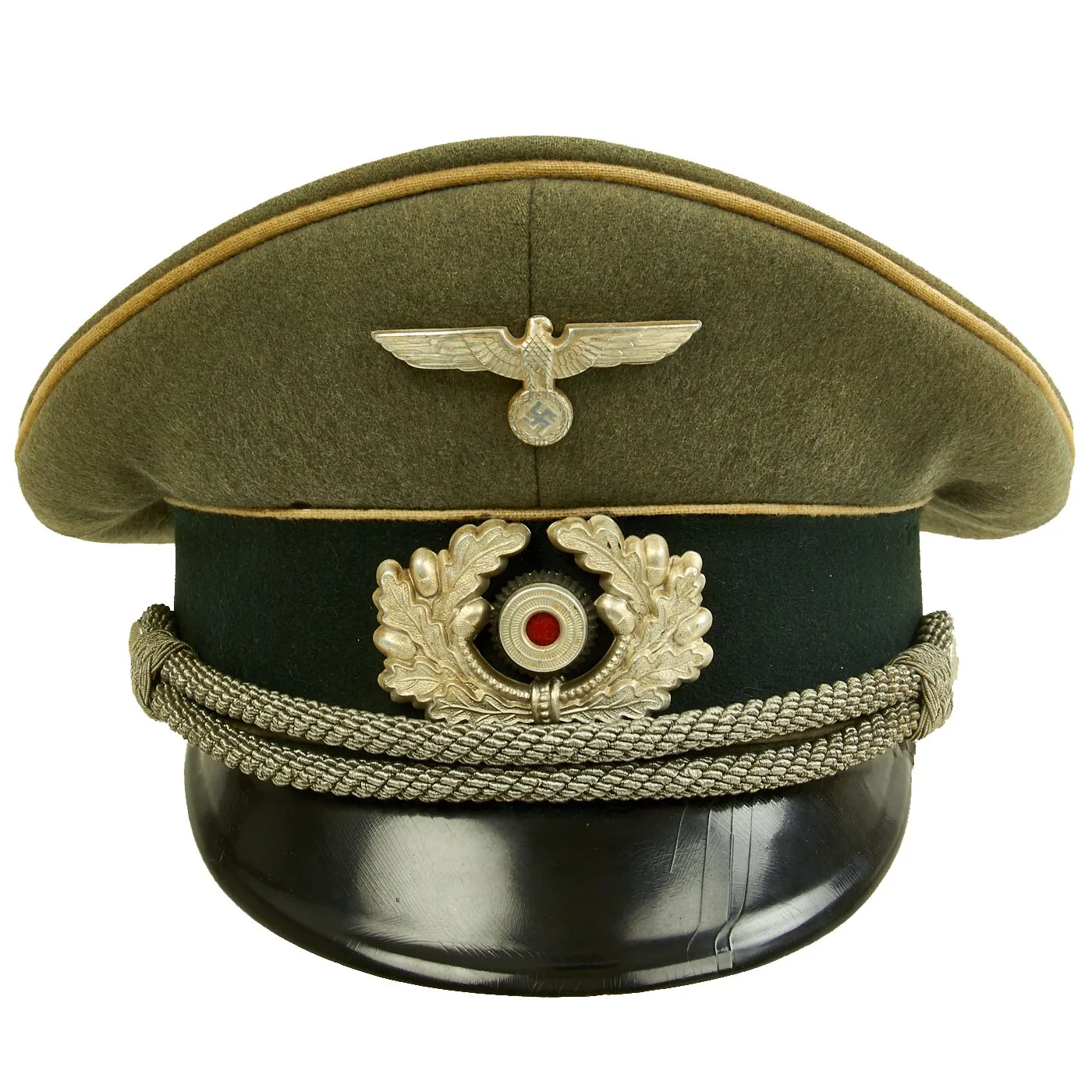 Original German WWII Army Heer Infantry Officers Schirmmütze Visor Crush Cap