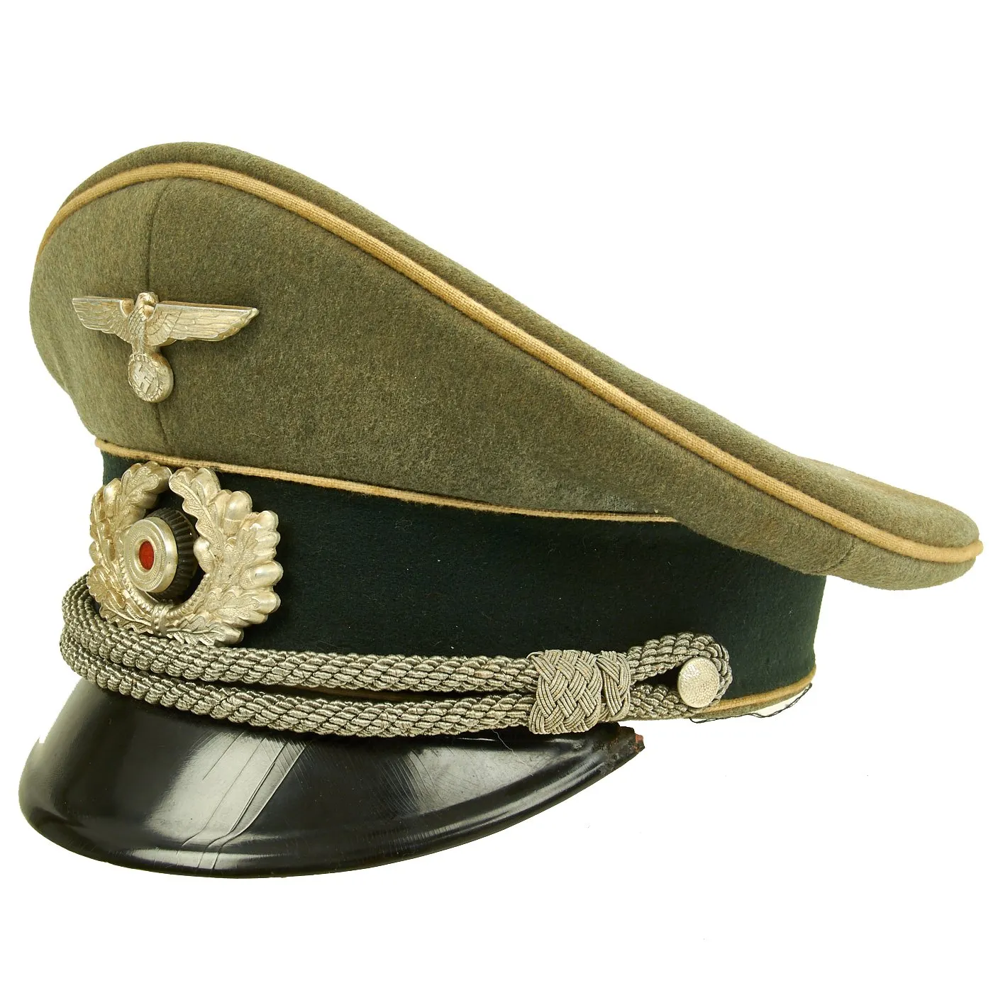 Original German WWII Army Heer Infantry Officers Schirmmütze Visor Crush Cap