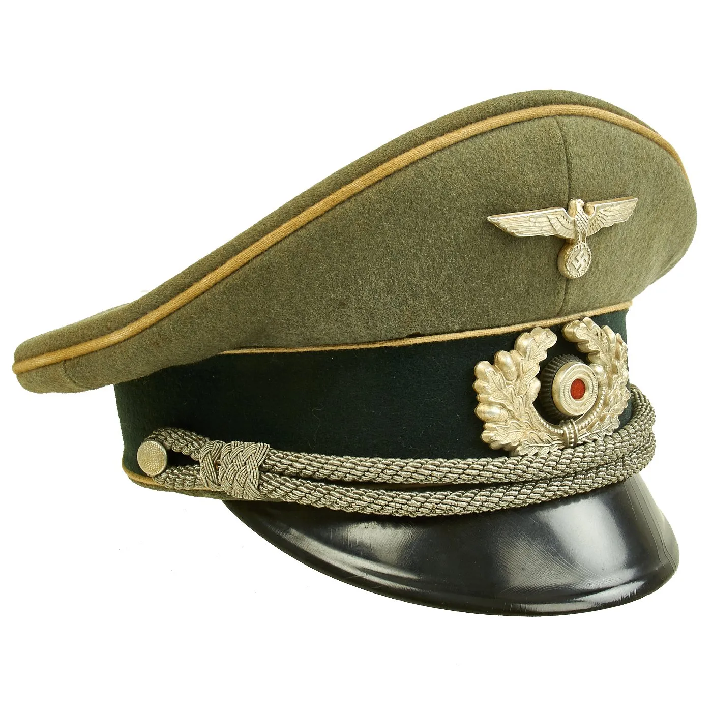 Original German WWII Army Heer Infantry Officers Schirmmütze Visor Crush Cap