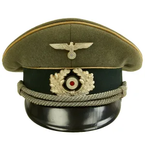 Original German WWII Army Heer Infantry Officers Schirmmütze Visor Crush Cap