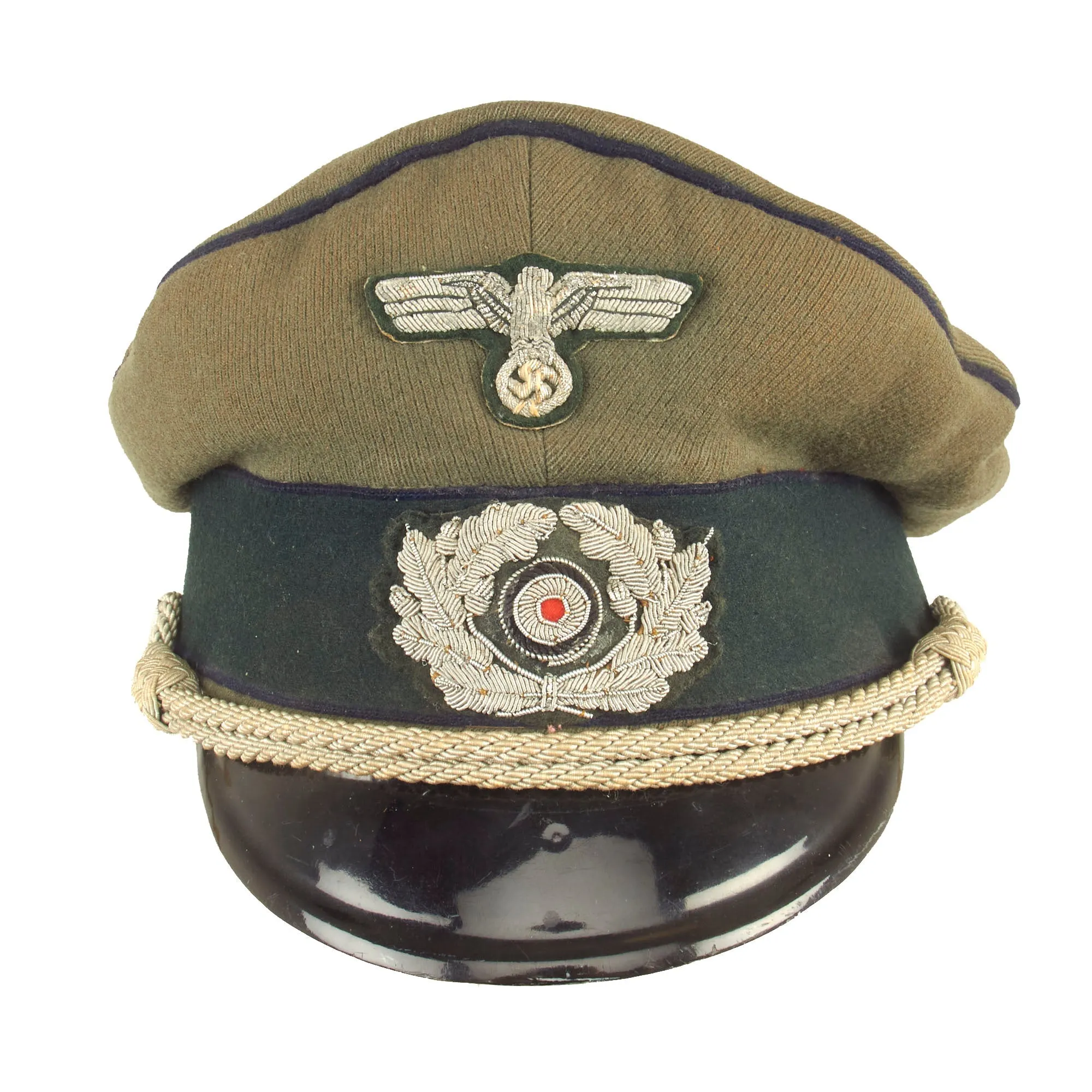 Original German WWII Heer Army Medical Officer Schirmmütze Visor Crush Cap with Embroidered Insignia