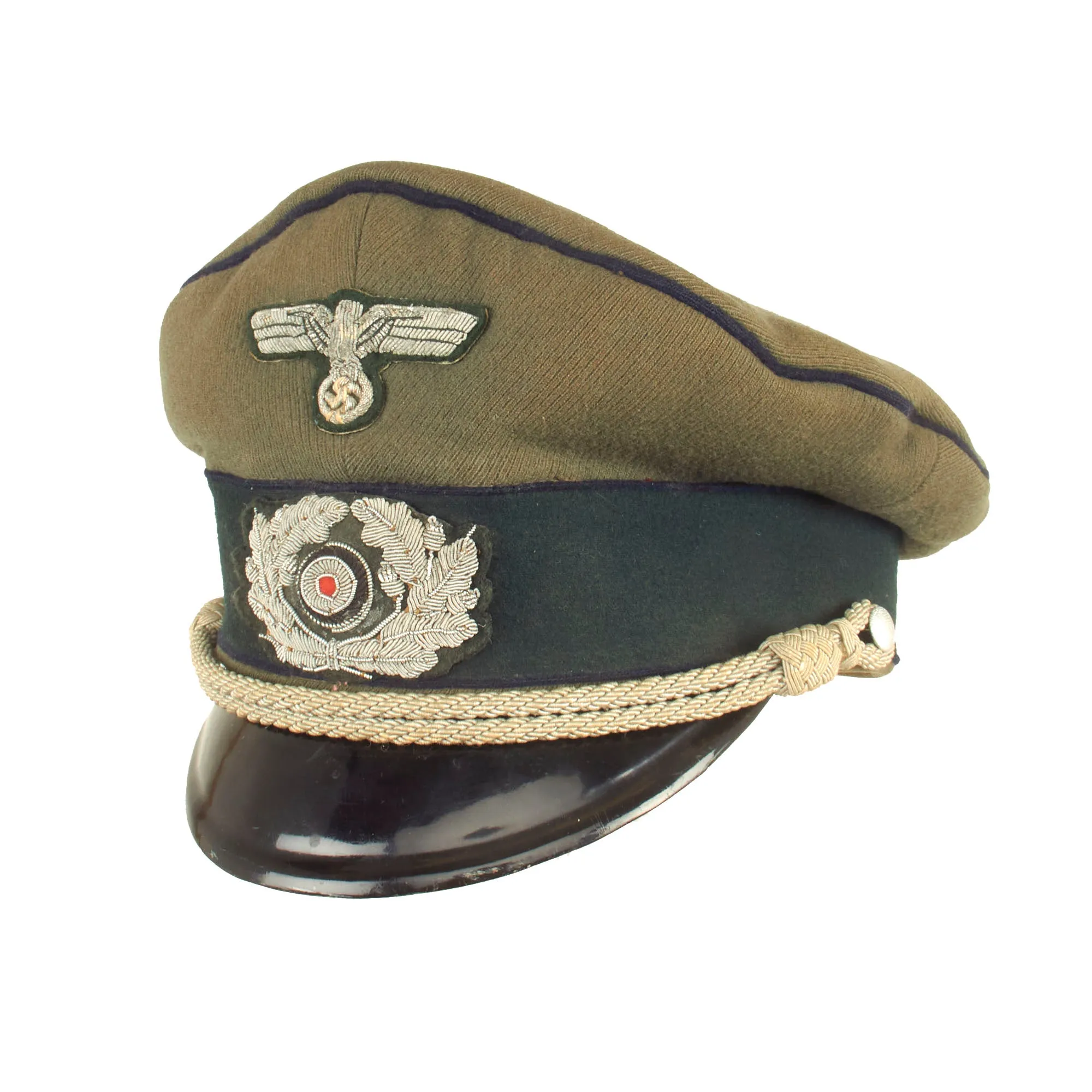 Original German WWII Heer Army Medical Officer Schirmmütze Visor Crush Cap with Embroidered Insignia
