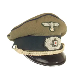 Original German WWII Heer Army Medical Officer Schirmmütze Visor Crush Cap with Embroidered Insignia