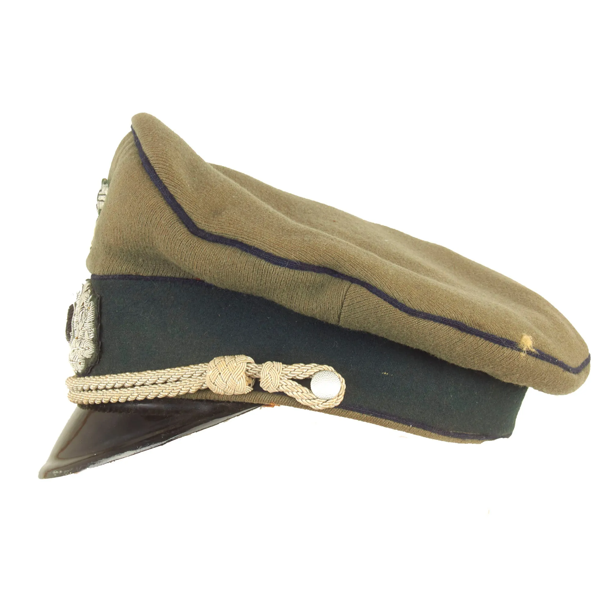 Original German WWII Heer Army Medical Officer Schirmmütze Visor Crush Cap with Embroidered Insignia