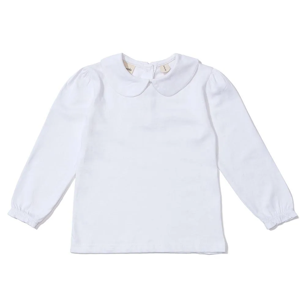 Peter Pan Collar Top L/S, White