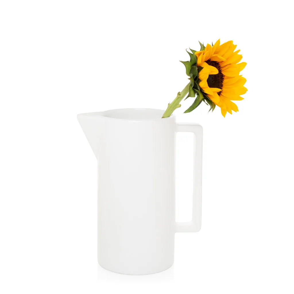 Rectangular Handled Large Ceramic Pitcher