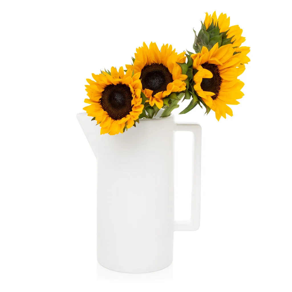 Rectangular Handled Large Ceramic Pitcher