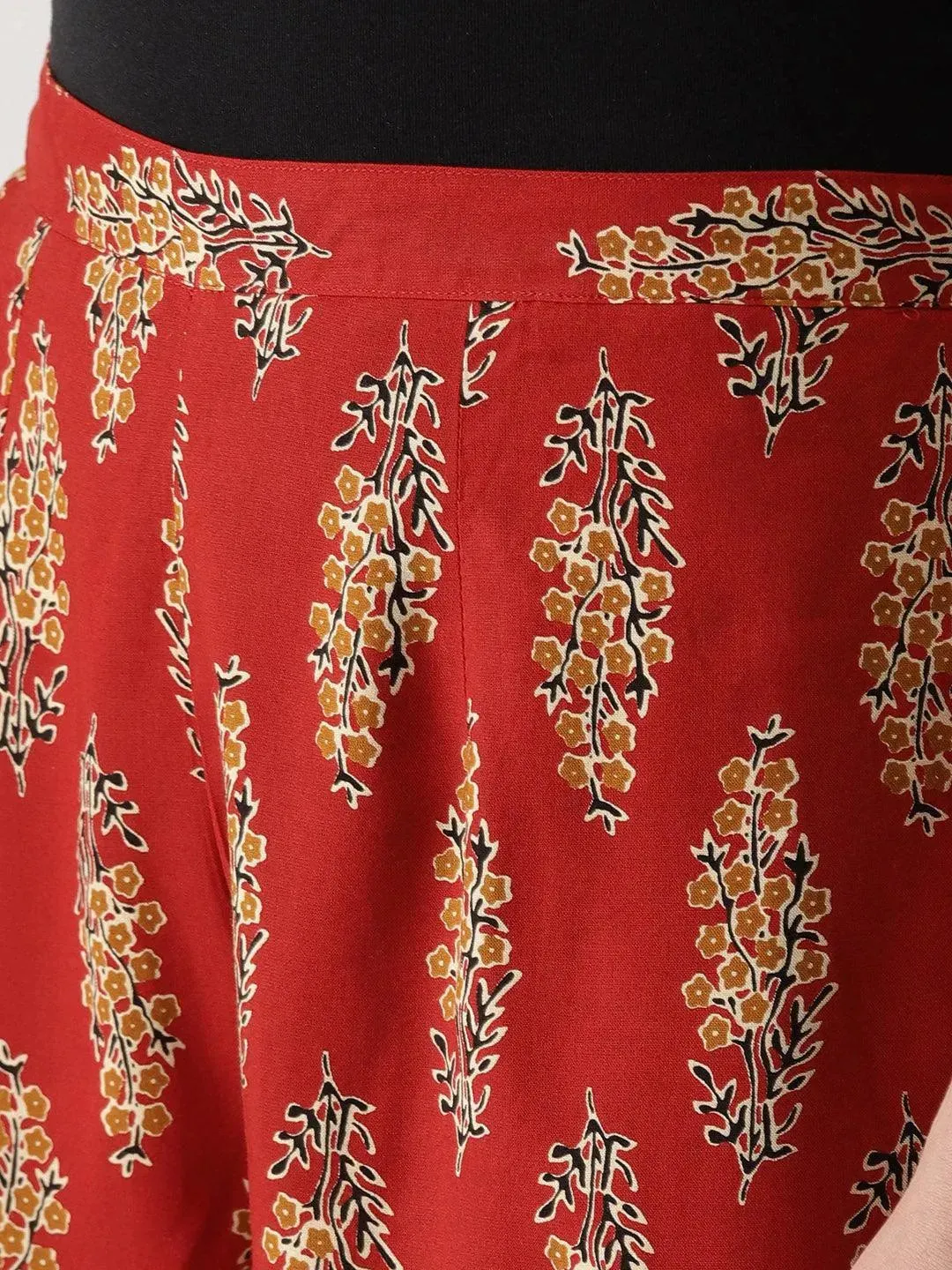 Red Printed Cotton Palazzos