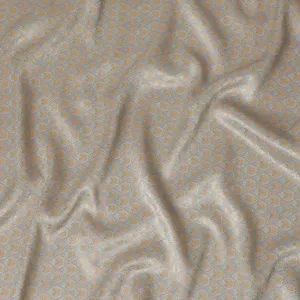 Silk Brocade Fabric with Sky Blue and Gold Floral Design, 110 cm Width, Indian Origin-D19754
