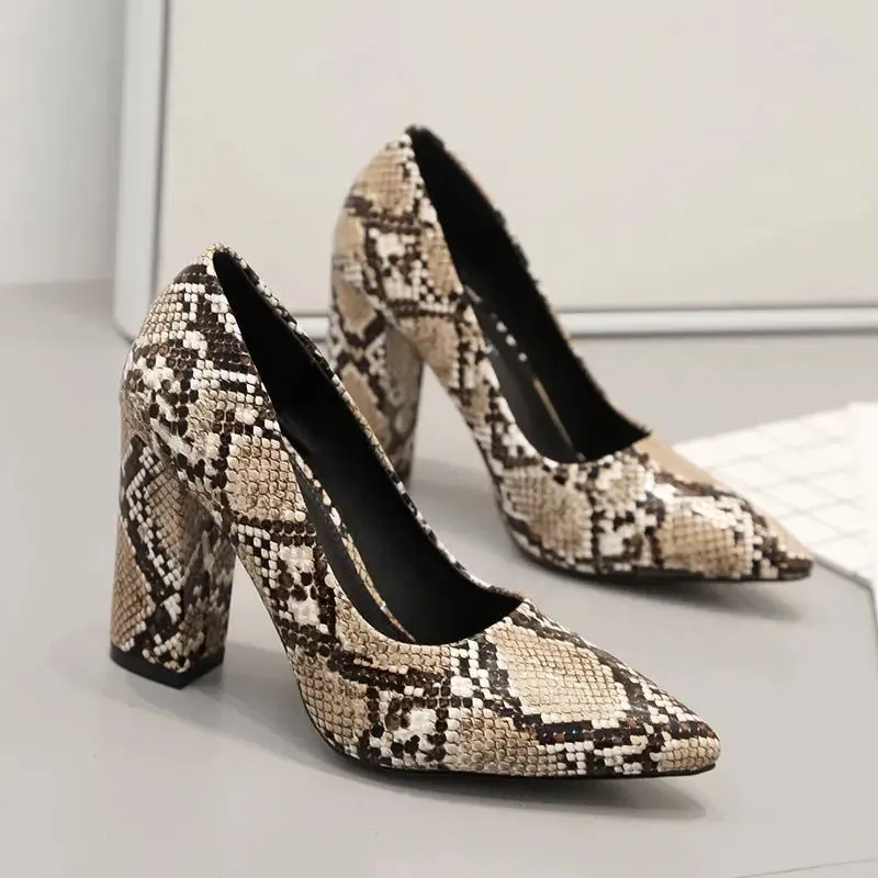 Snake Toe Women's Shoes - Elegant PU Leather Heels for Style & Comfort