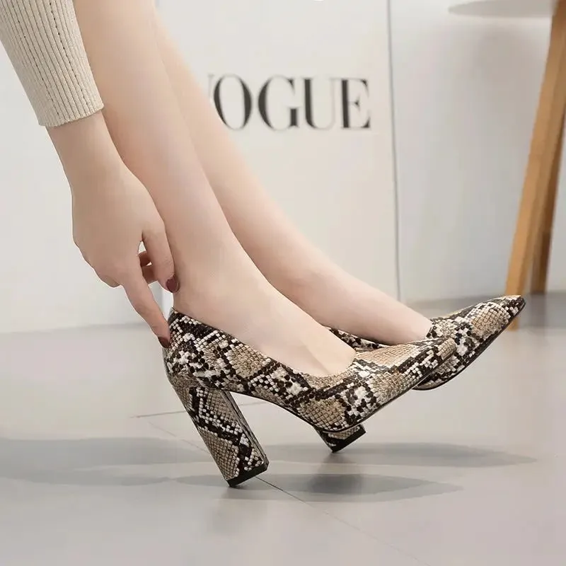 Snake Toe Women's Shoes - Elegant PU Leather Heels for Style & Comfort