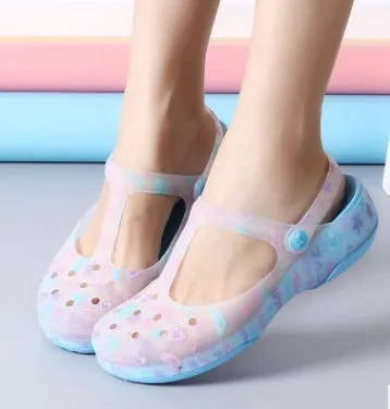 Womens Printed Jelly Sandals  Summer Beach Shoes: